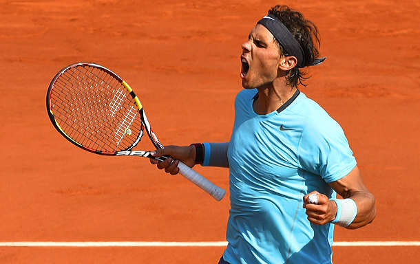 Rafael Nadal celebrates winning the second set. (PASCAL GUYOT/AFP/Getty Images)